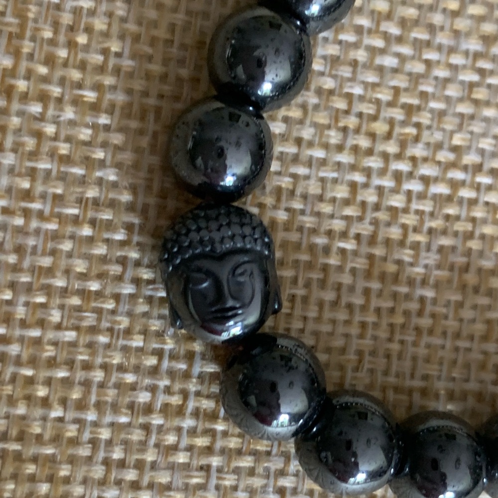 Hematite Buddha bracelet with hematite Buddha